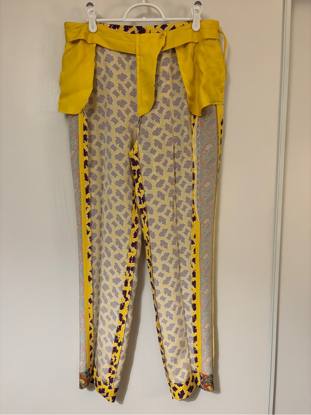 Ralph Lauren Collection Yellow Silk Paisley Pants Size 6 Simone Preppy Luxury - Picture 7 of 16